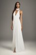 High Slit Sequin Gown With Plunging Choker Neck VW351524