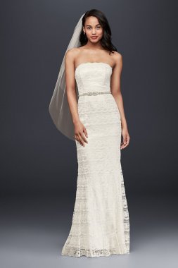 Lace Sheath Wedding Dress with Godet Inserts VW9340