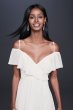 Flounced Cold Shoulder Short Faux-Wrap Dress W60034