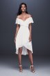 Flounced Cold Shoulder Short Faux-Wrap Dress W60034