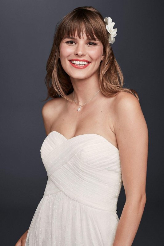 Swiss Dot Tulle Empire Waist Soft Wedding Gown WG3438