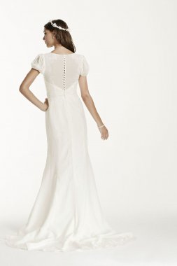 Short Sleeve Dotted Chiffon Sheath Gown WG3700