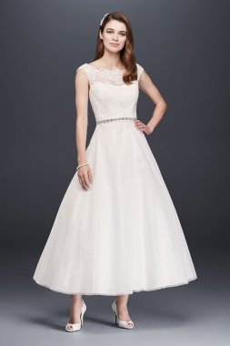 Tea Length Tulle Illusion Neckline Wedding Dress Collection WG3721