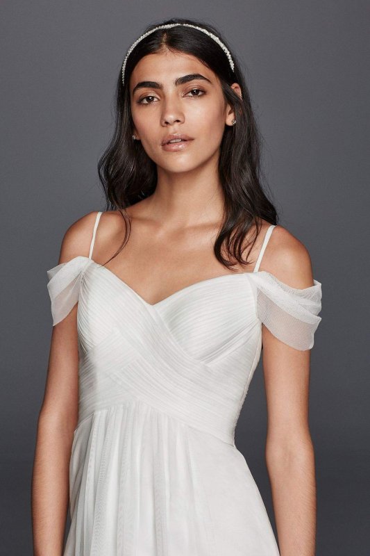 Tulle A-line Wedding Dress with Swag Sleeves WG3779
