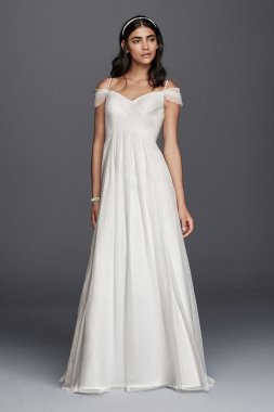 Tulle A-line Wedding Dress with Swag Sleeves WG3779