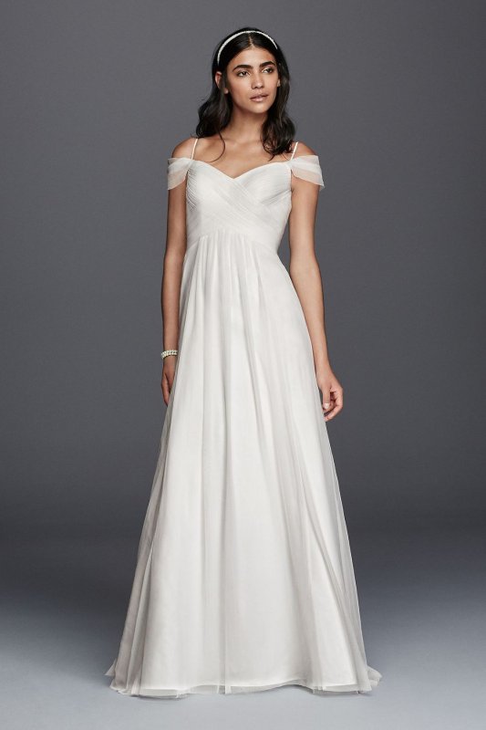 Tulle A-line Wedding Dress with Swag Sleeves WG3779