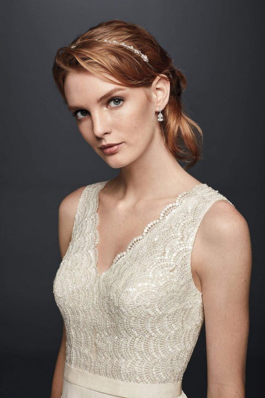 Scalloped Lace Wedding Dress with Chiffon Skirt Collection WG3835