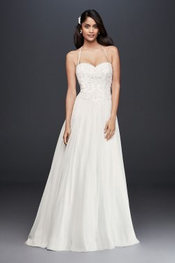 Basque-Waist Lace and Chiffon Wedding Dress Collection WG3853