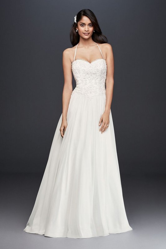 Basque-Waist Lace and Chiffon Wedding Dress Collection WG3853