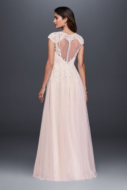 Tulle-Over-Lace V-Neck A-Line Wedding Dress Collection WG3859