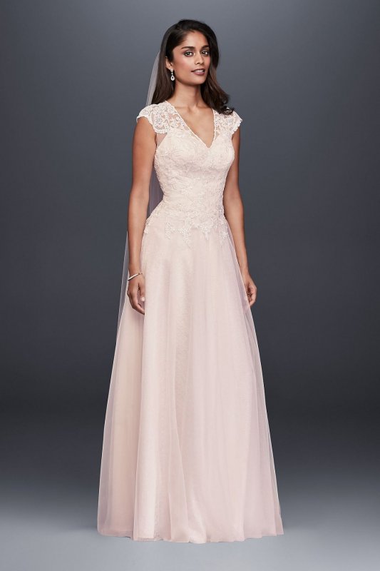 Tulle-Over-Lace V-Neck A-Line Wedding Dress Collection WG3859