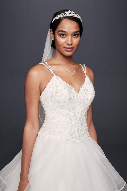 Embroidered Lace and Tiered Tulle Wedding Dress Collection WG3864