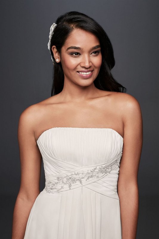 Pleated Chiffon Sheath Wedding Dress with Beading Collection WG3871