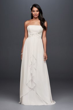 Pleated Chiffon Sheath Wedding Dress with Beading Collection WG3871