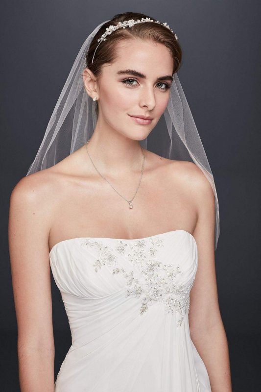 Draped Chiffon Sheath Wedding Dress with Beading Collection WG3872