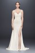 Lace Appliqued Stretch Crepe Sheath Wedding Dress Collection WG3874