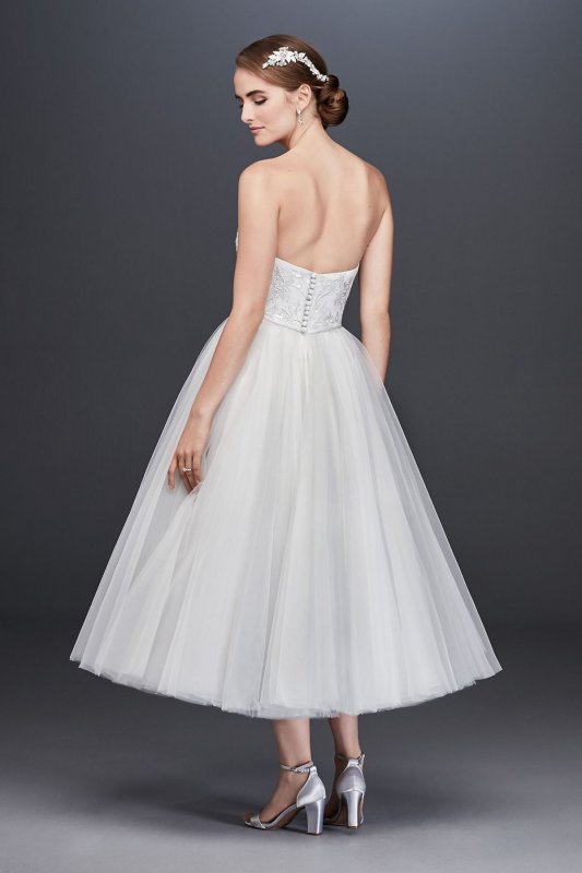 Lace Appliqued Tulle Tea-Length Wedding Dress Collection WG3876