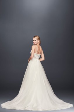 3D Floral Bodice Tulle Ball Gown Wedding Dress WG3890