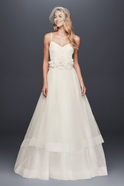 3D Floral Bodice Tulle Ball Gown Wedding Dress WG3890
