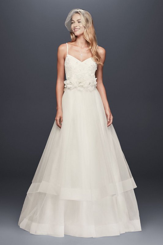 3D Floral Bodice Tulle Ball Gown Wedding Dress WG3890