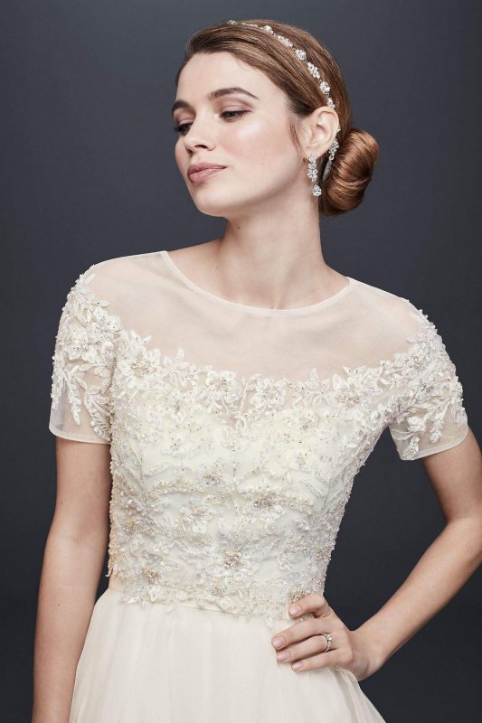 Short Sleeve Tulle Ball Gown with Removable Topper Collection WG3912
