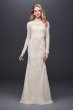 Allover Lace Long-Sleeve Sheath Wedding Dress WG3914