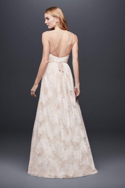 Allover Lace Spaghetti Strap A-Line Wedding Dress WG3915
