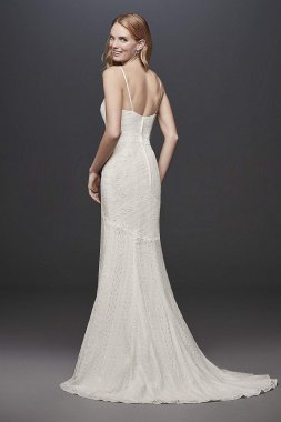 Allover Lace Tank Sheath Wedding Dress WG3916
