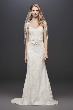 Allover Lace Tank Sheath Wedding Dress WG3916