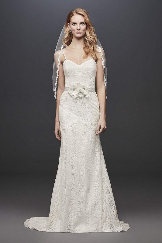 Allover Lace Tank Sheath Wedding Dress WG3916