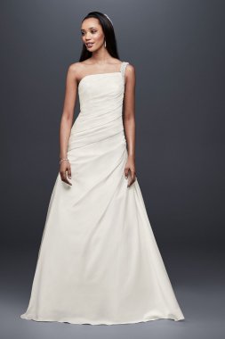 Draped Satin One-Shoulder A-Line Wedding Dress Collection WG3917