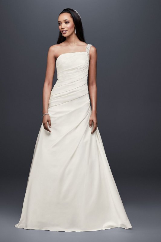 Draped Satin One-Shoulder A-Line Wedding Dress Collection WG3917