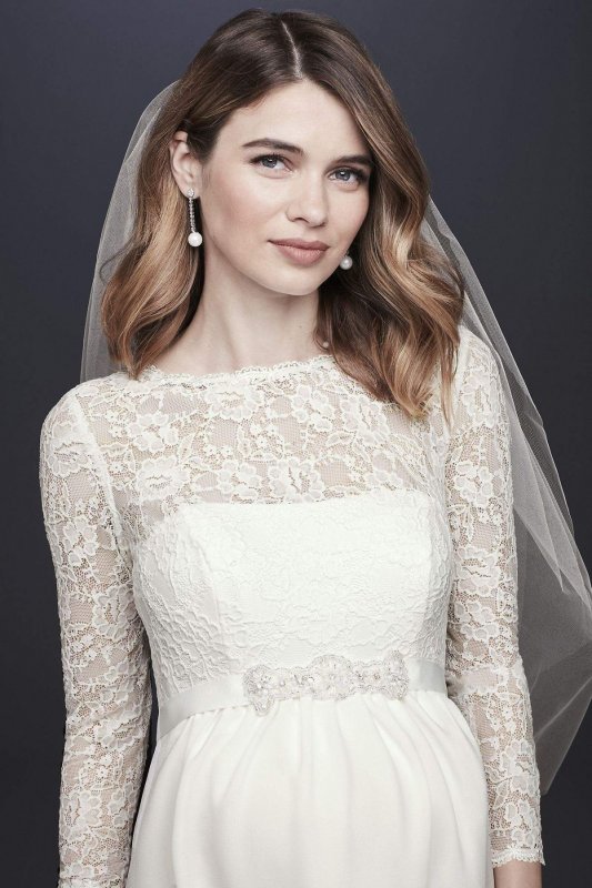3/4 Sleeve Crepe Sheath Maternity Wedding Dress Collection WG3921