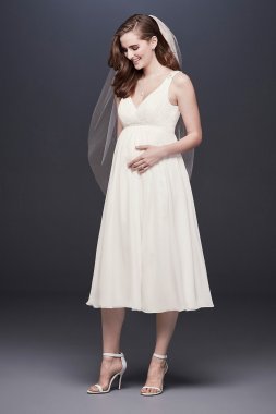 Tea-Length Chiffon V-Neck Maternity Wedding Dress Collection WG3922