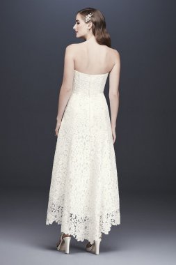 High-Low Tea-Length Corded Lace Wedding Dress WG3925