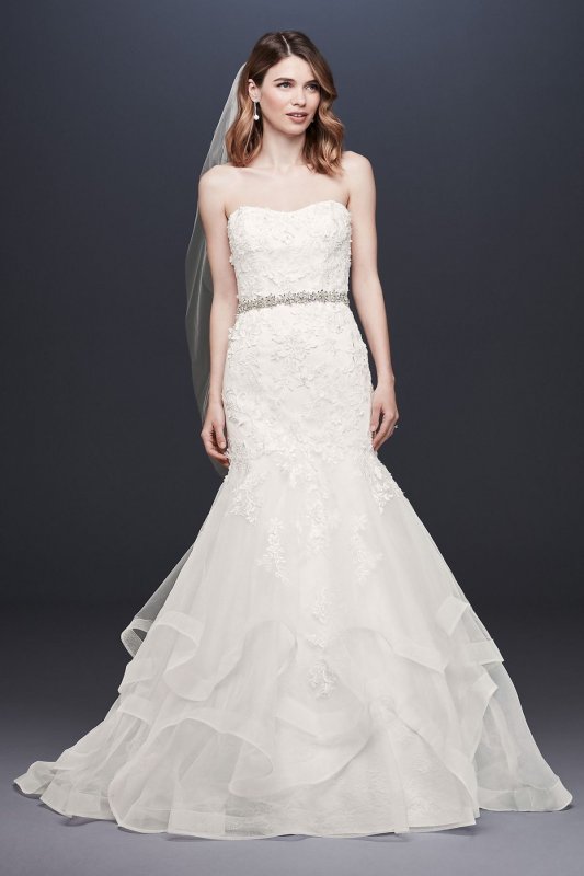 Appliqued Tulle-Over-Lace Mermaid Wedding Dress Collection WG3938