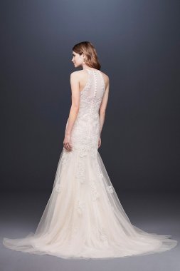 High Neck Beaded Lace Mermaid Wedding Dress WG3941