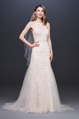 High Neck Beaded Lace Mermaid Wedding Dress WG3941