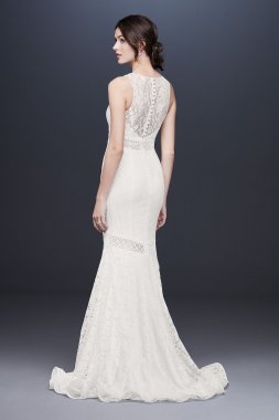 V-Neck Lace Illusion Mermaid Wedding Dress WG3950