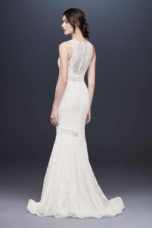 V-Neck Lace Illusion Mermaid Wedding Dress WG3950