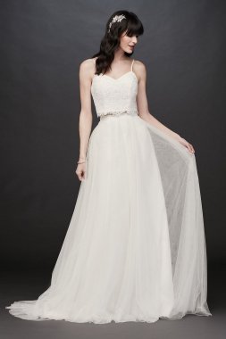 Lace and Tulle Two-Piece A-Line Wedding Dress WG3952
