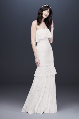 Strapless Lace Flounce Ruffle Wedding Dress WG3955