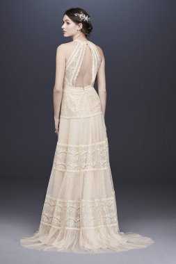 Lace and Point DEsprit Open Back Wedding Dress WG3956