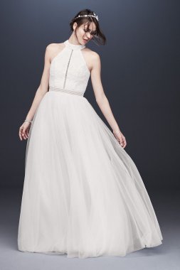 High Neck Illusion Tulle A-Line Wedding Dress WG3960