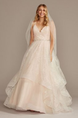 Glitter Floral and Tulle Layered Wedding Dress Collection WG3975