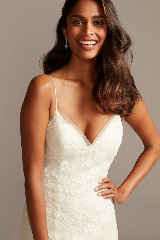 Floral Lace Applique Spaghetti-Strap Wedding Dress Collection WG3981