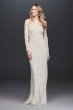 Allover Scroll Beaded Illusion Long Sleeve Gown WGIN718
