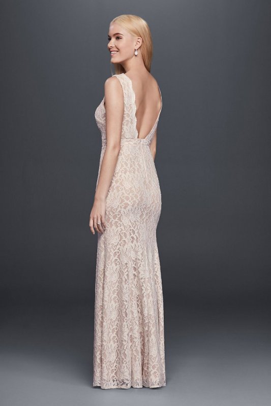 Lace Sheath Wedding Dress with Plunging V-Neckline XS8491