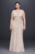 V-Neck Lace Sheath Plus Size Wedding Dress XS8491W
