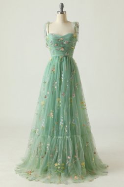Green Embroidery Long Prom Dress E202283793